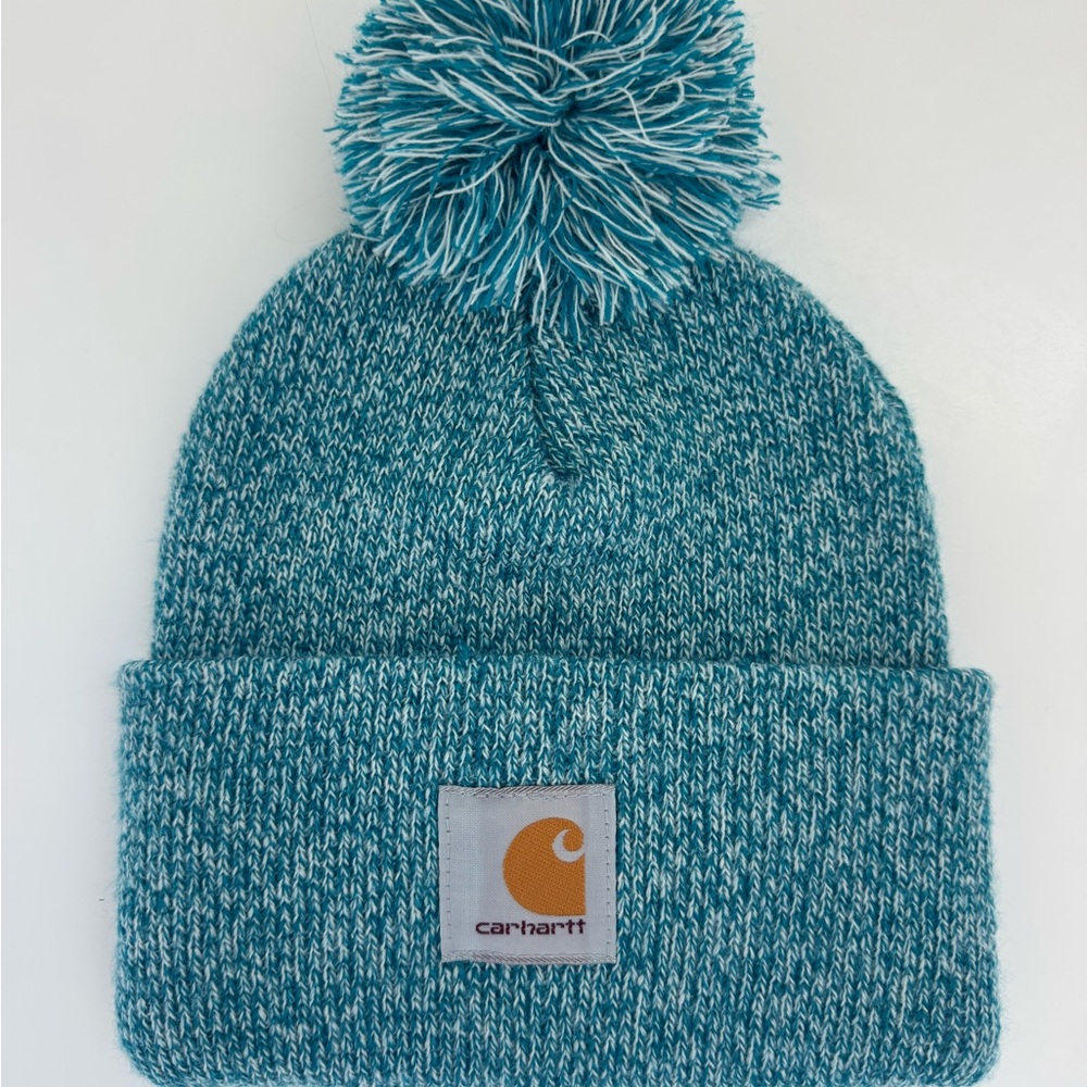 Carhartt Teal Knit Pom-Pom Beanie